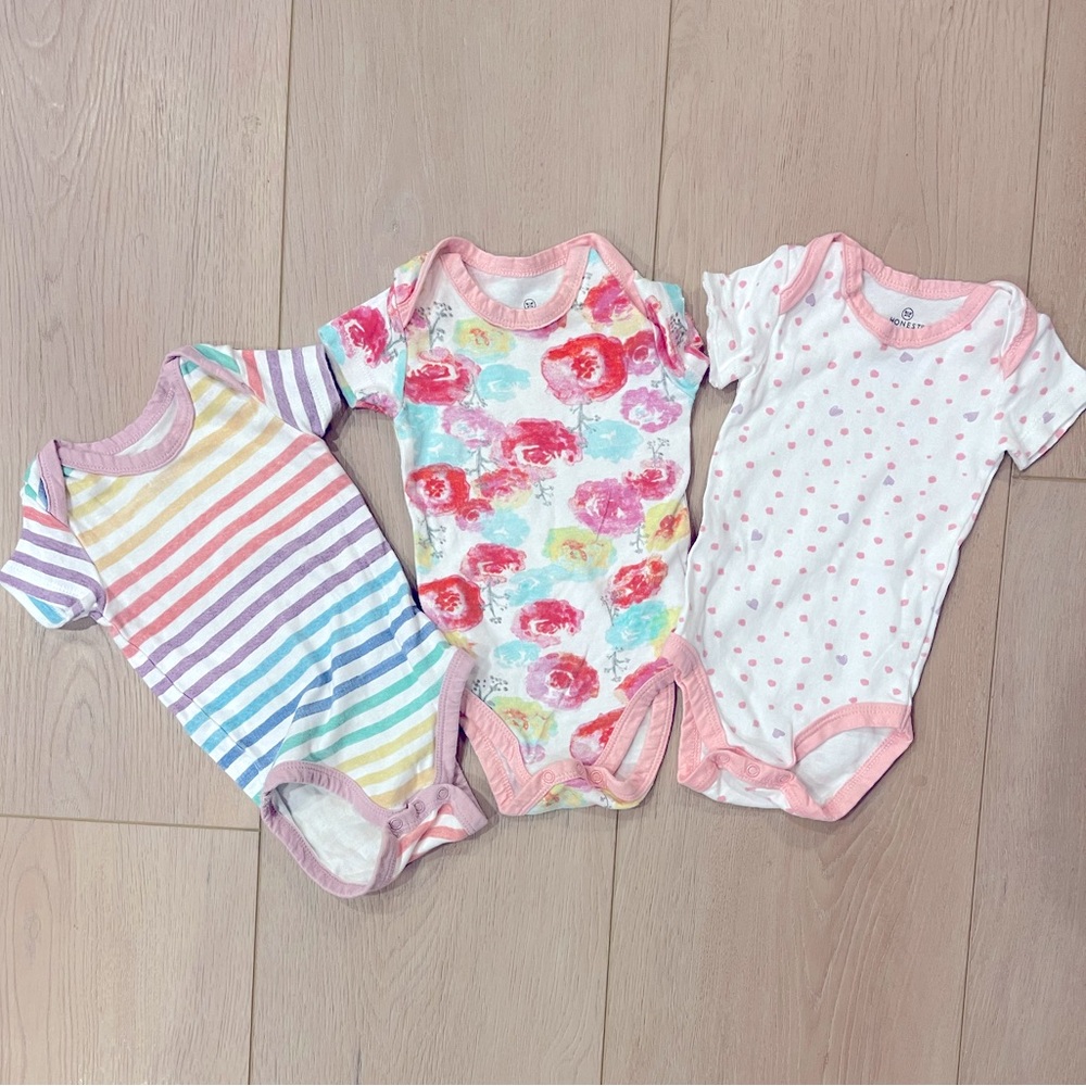Bundle of Three Honest Baby Cotton Bodysuits